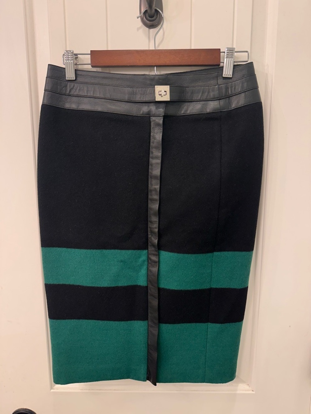 Ralph Lauren Black Label | Virgin Wool & Lambskin Leather Skirt - Size 4